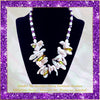 The Amethyst Galaxy Statement Necklace - Lilac Mother-of-Pearl Bib with Purple & White Freshwater Pearls (Sterling Silver Toggle Clasp)