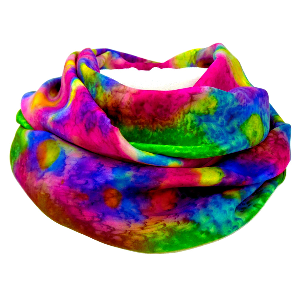 SilkArt: Lilies hiding from the Peonies in the Emerald Galaxy - Hand-Painted Silk Scarf (8x54) - Emerald Green Border with Pink & Blue Flowers