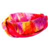 SilkArt: The Ruby Galaxy - Hand-Painted Silk Scarf (8x54) - Red Border with Mauve, Orange and Yellow