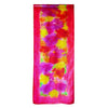 SilkArt: The Tulip Colony of the Ruby Galaxy - Hand-Painted Silk Scarf (14x72) - Red Border with Purple, Yellow, & Red Flowers