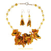 The Citrine Galaxy Statement Necklace and Earrings - Mango Yellow Mother-of-Pearl Bib with Citrine Yellow & White Freshwater Pearls (Sterling Silver Toggle Clasp/ Earwires)