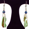 The Emerald Galaxy Statement Earrings - Green Mother-of-Pearl Dangles with Green & White Freshwater Pearls (Sterling Silver Earwires)