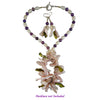 The Amethyst Galaxy Statement Necklace and Earrings - Lilac Mother-of-Pearl Bib and Dangles with Purple & White Freshwater Pearls (Sterling Silver Toggle Clasp & Earwires)