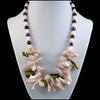 The Amethyst Galaxy Statement Necklace - Lilac Mother-of-Pearl Bib with Purple & White Freshwater Pearls (Sterling Silver Toggle Clasp)