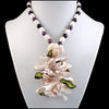 The Amethyst Galaxy Statement Necklace - Lilac Mother-of-Pearl Bib with Purple & White Freshwater Pearls (Sterling Silver Toggle Clasp)