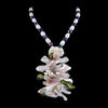 The Amethyst Galaxy Statement Necklace - Lilac Mother-of-Pearl Bib with Purple & White Freshwater Pearls (Sterling Silver Toggle Clasp)