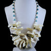 The Turquoise Galaxy Statement Necklace - White Mother-of-Pearl Bib with Turquoise & White Freshwater Pearls (Sterling Silver Toggle Clasp)
