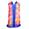 Aster Hand-Painted Silk Scarf - Blue Abstract Silk Art - Floral Scarf with Pink Asters & Yellow Phlox - Boho Chic Scarf - OOAK Wearable Art