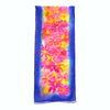 Aster Hand-Painted Silk Scarf - Blue Abstract Silk Art - Floral Scarf with Pink Asters & Yellow Phlox - Boho Chic Scarf - OOAK Wearable Art
