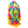 SilkArt: The Chrysanthemum Colony of the Citrine Galaxy - Hand-Painted Silk Scarf 35x35 - (Cirine Yellow Border with Pink & Blue Flowers)