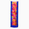 SilkArt: The Morning Glory Colony of the Sapphire Galaxy - Hand-Painted Silk Scarf (8x54) - Sappire Blue Border with Pink & Yellow Flowers