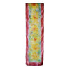 SilkArt: The Carnation Colony of the Garnet Galaxy - Hand-Painted Silk Scarf 8x54 - Garnet Red Border with Yellow Flowers (front)