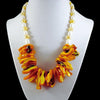 The Citrine Galaxy Statement Necklace - Mango Yellow Mother-of-Pearl Bib with Citrine Yellow & White Freshwater Pearls (Sterling Silver Toggle Clasp)