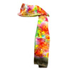 SilkArt: The Sweet Pea Colony of the Diamond Galaxy - Hand-Painted Silk Scarf (8x54) - Gray Border with Red & Yellow Flowers
