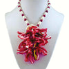 The Garnet Galaxy Statement Necklace - Red Mother-of-Pearl Bib with Red & White Freshwater Pearls (Sterling Silver Toggle Clasp)