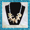 The Aquamarine Galaxy Statement Necklace - Natural Mother-of-Pearl Bib with Blue & White Freshwater Pearls - Sterling Silver Toggle Clasp (Frame not included)
