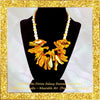 The Citrine Galaxy Statement Necklace - Mango Yellow Mother-of-Pearl Bib with Citrine Yellow & White Freshwater Pearls -Sterling Silver Toggle Clasp (Frame not included)