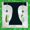 The Emerald Galaxy Statement Earrings - Green Mother-of-Pearl Dangles with Green & White Freshwater Pearls (Sterling Silver Earwires)