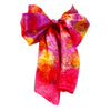 SilkArt: The Ruby Galaxy - Hand-Painted Silk Scarf (8x54) - Red Border with Mauve, Orange and Yellow 