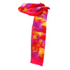 SilkArt: The Ruby Galaxy - Hand-Painted Silk Scarf (8x54) - Red Border with Mauve, Orange and Yellow