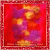 SilkArt: The Ruby Galaxy - Hand-Painted Silk Scarf (8x54) - Red Border with Mauve, Orange and Yellow (Frame not included)
