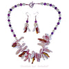 The Amethyst Galaxy Statement Necklace and Earrings - Lilac Mother-of-Pearls with Purple & White Freshwater Pearls (Sterling Silver Toggle Clasp/Earwires)