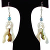 The Aquamarine Galaxy Statement Earrings - Natural Mother-of-Pearl Dangles with Blue & White Pearls (Sterling Silver Earwires)