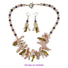 The Amethyst Galaxy Statement Necklace and Earrings - Lilac Mother-of-Pearl Bib and Dangles with Purple & White Freshwater Pearls (Sterling Silver Toggle Clasp & Earwires)
