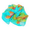 SilkArt: The Turquoise Galaxy - Hand-Painted Silk Scarf (8x54) - Turquoise Blue, Orange, & Yellow