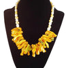 The Citrine Galaxy Statement Necklace - Mango Yellow Mother-of-Pearl Bib with Citrine Yellow & White Freshwater Pearls (Sterling Silver Toggle Clasp)