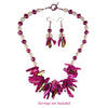 The Ruby Galaxy Statement Necklace and Earrings - Magenta Pink  Mother-of-Pearl Bib and Dangles with Pink & White Freshwater Pearls (Sterling Silver Toggle Clasp & Earwires)